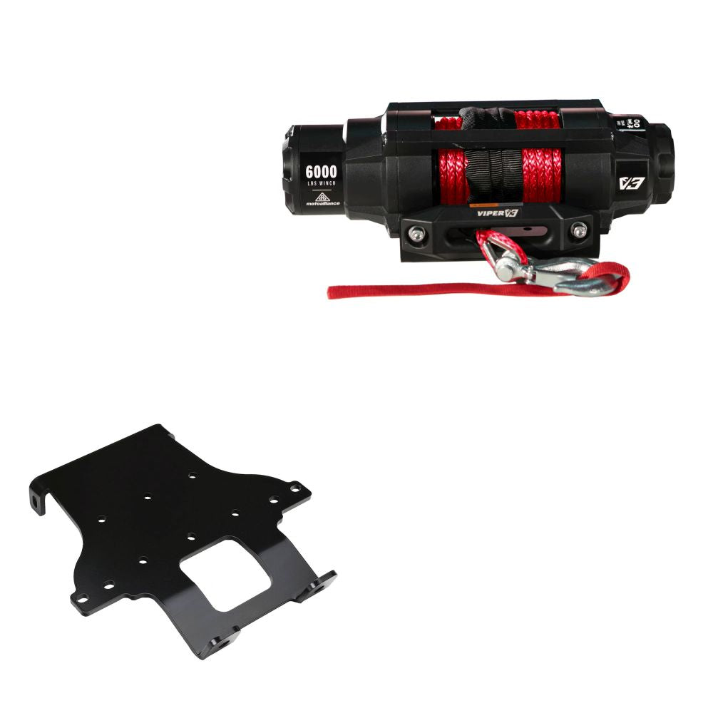 Viper 6000lbs V3 Winch Red Rope With Mount For Honda Rincon 680 2006-2021