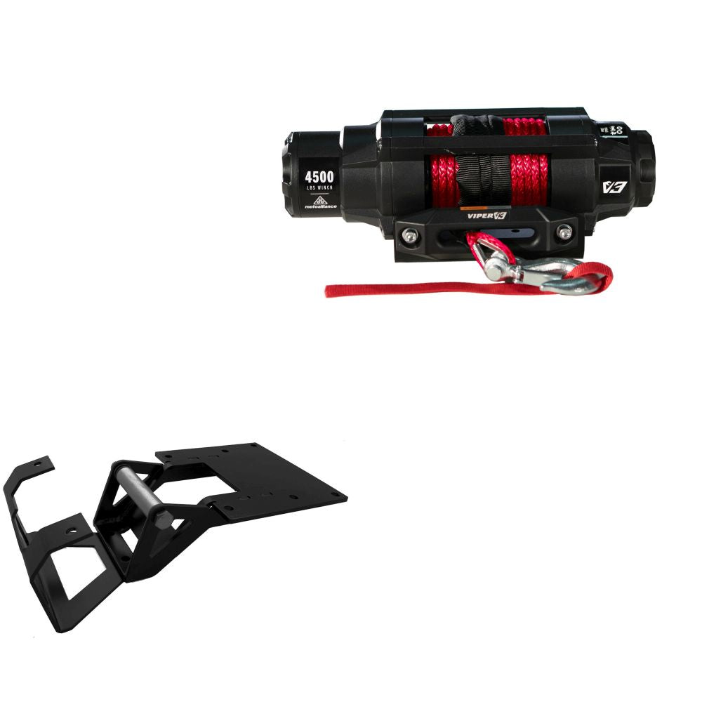 Viper 4500lbs V3 Winch Red Rope With Mount For Polaris Brutus HD 2012-2013