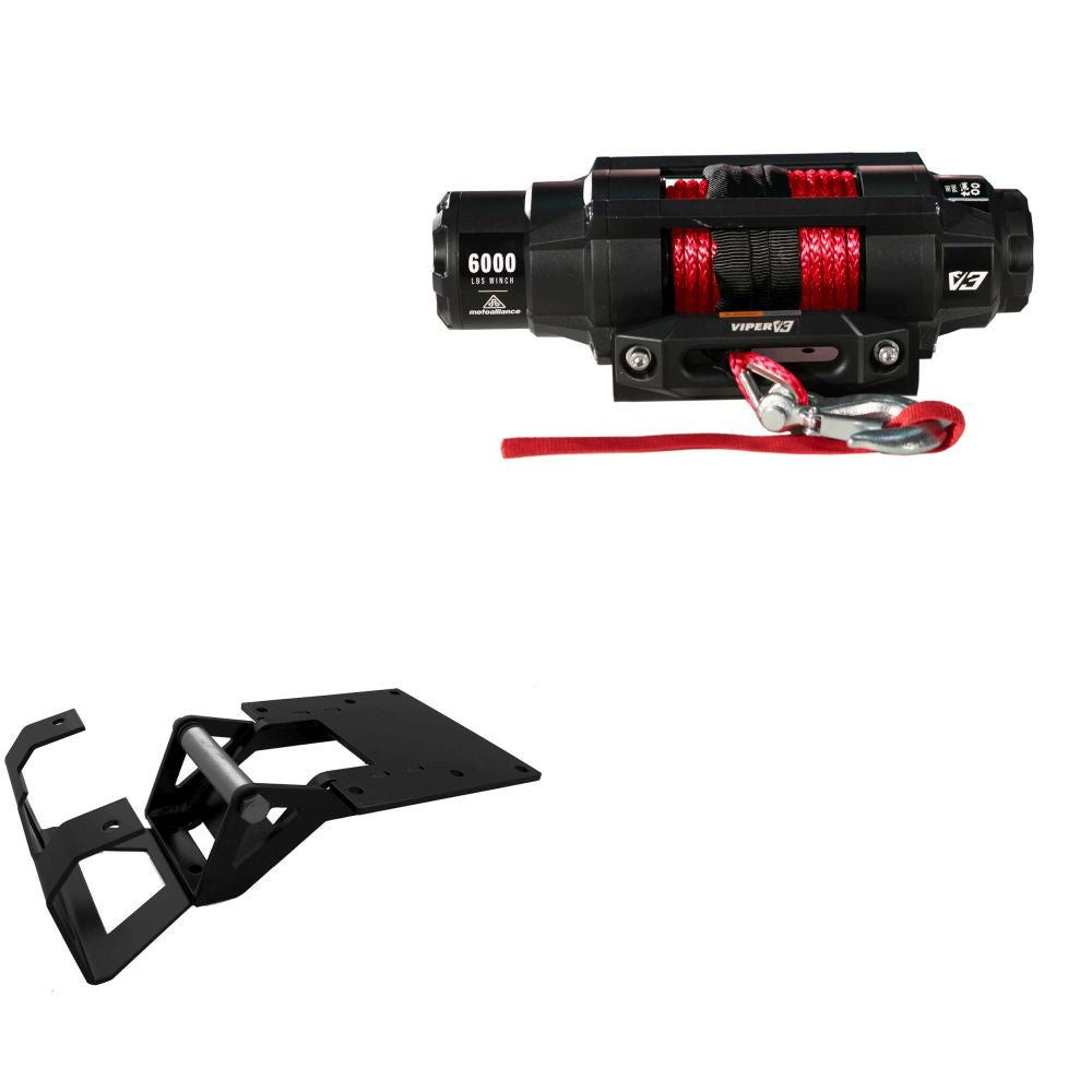 Viper 6000lbs V3 Winch Red Rope With Mount For Polaris Brutus 2012-2013 V36000SE_RE