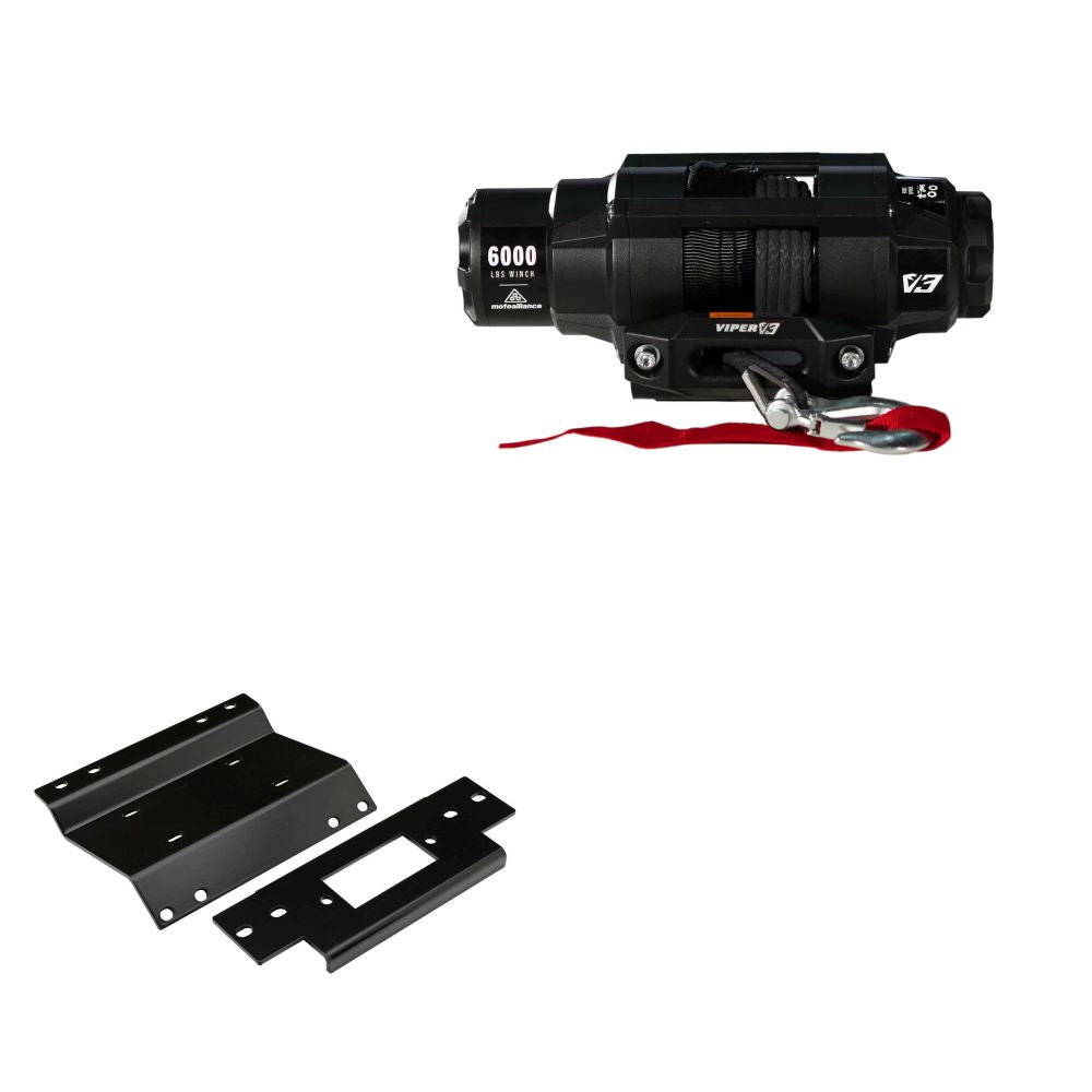 Viper 6000lbs V3 Winch Black Rope With Mount For Honda Foreman 400 1997-2002