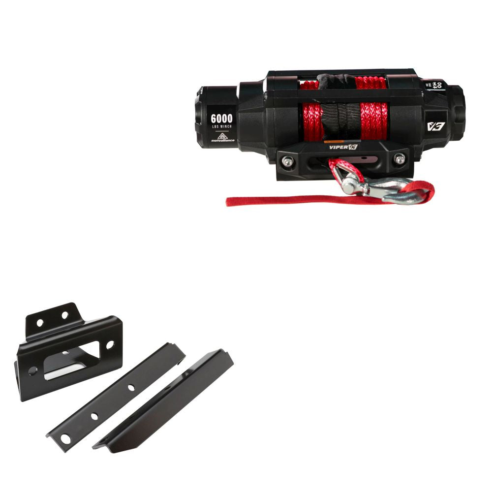 Viper 6000lbs V3 Winch Red Rope With Mount For Polaris RZR S 2008-2014 V36000SE_RE