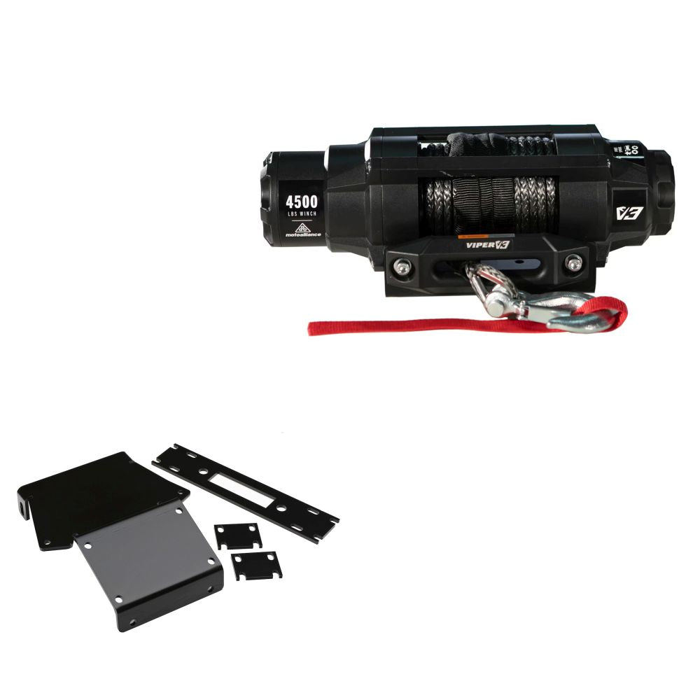 Viper 4500lbs V3 Winch Black Rope With Mount For Honda Rancher 350 2004-2007
