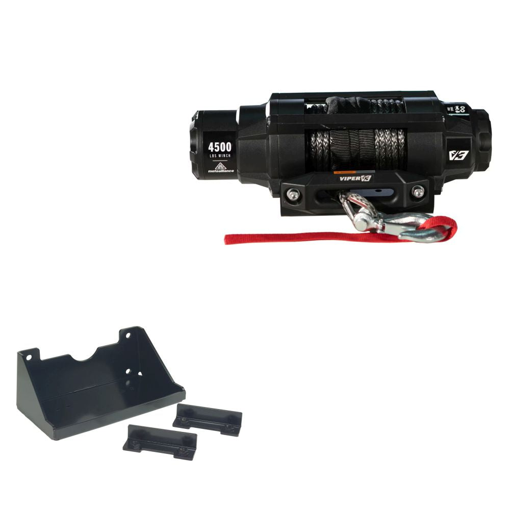 Viper 4500lbs V3 Winch Black Rope With Mount For Kawasaki Mule PROFXT FX 2015-2020