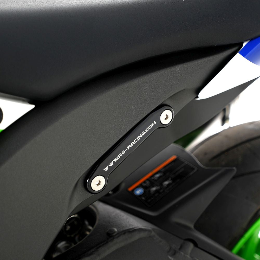 R&G Racing Black Rear Foot Rest Delete Blanking Plates For 2015-2019 Kawasaki Ninja ZX10R ZX1000