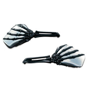 Kuryakyn Skeleton Black Hand Chrome Mirrors Set Motorcycle Harley Honda Indian