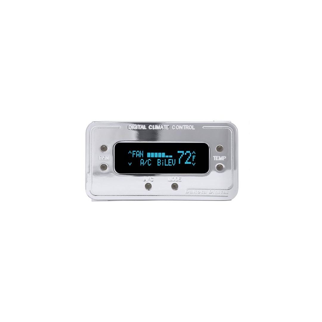 Digital Rectangular Climate Control system, fits Vintage Air Gen II, Chrome, Teal Display