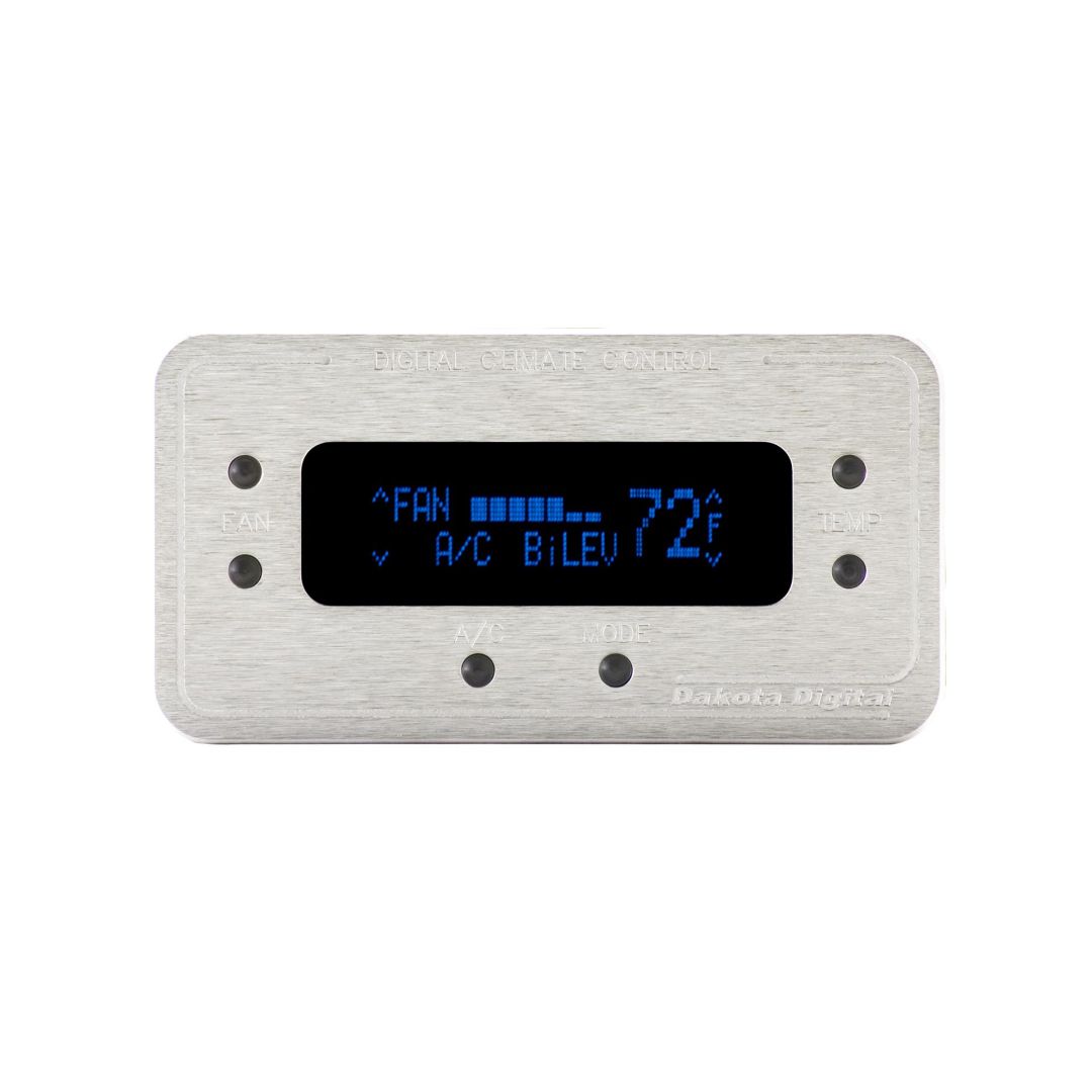Digital Rectangular Climate Control system, fits Vintage Air Gen II, Satin Bezel, Blue Display