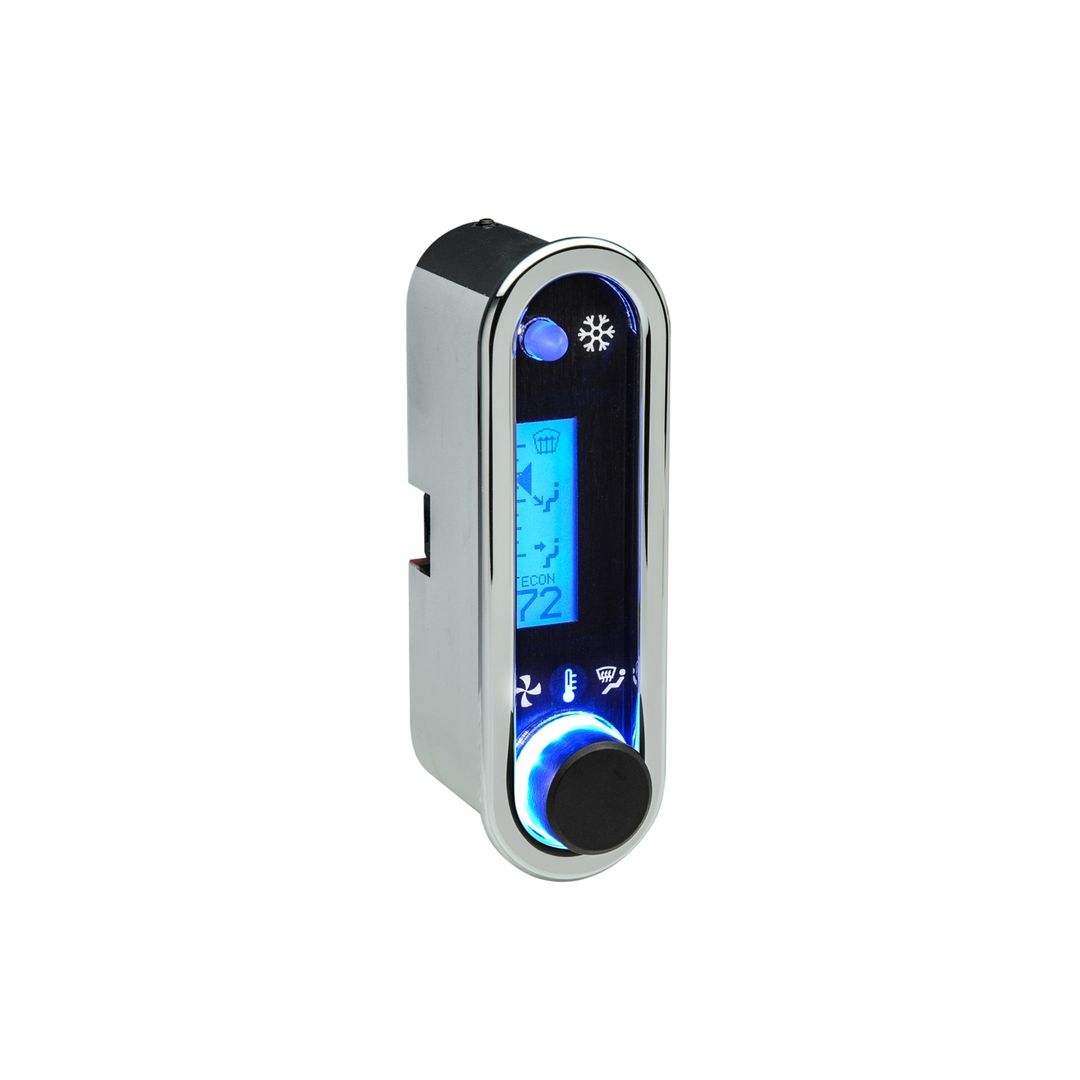 DCC Digital Climate Control - Vintage Air Gen IV - VFD3 Style - Vertical, Satin Bezel, Teal Display