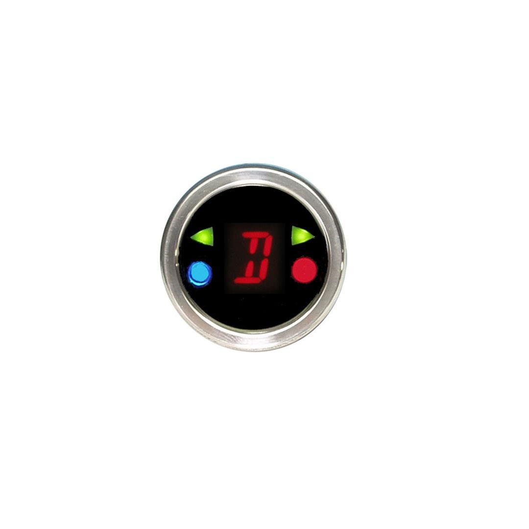 Round digital gear shift indicator with indicators, 1 1/2" diameter, chrome, red DGS-3-C-R