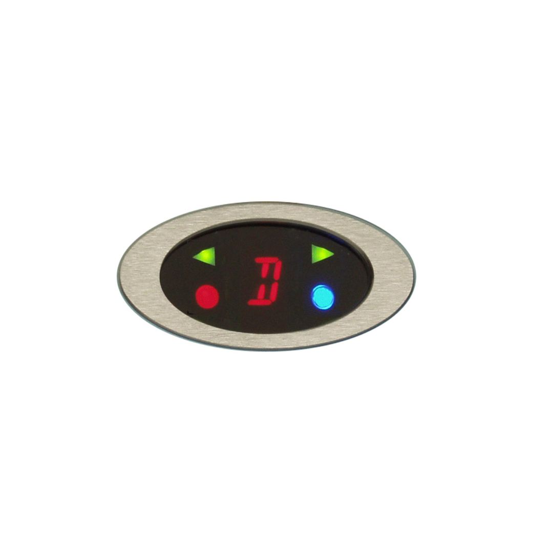 Elliptical digital gear shift indicator with indicators, 2 1/2" x 1 1/4", red