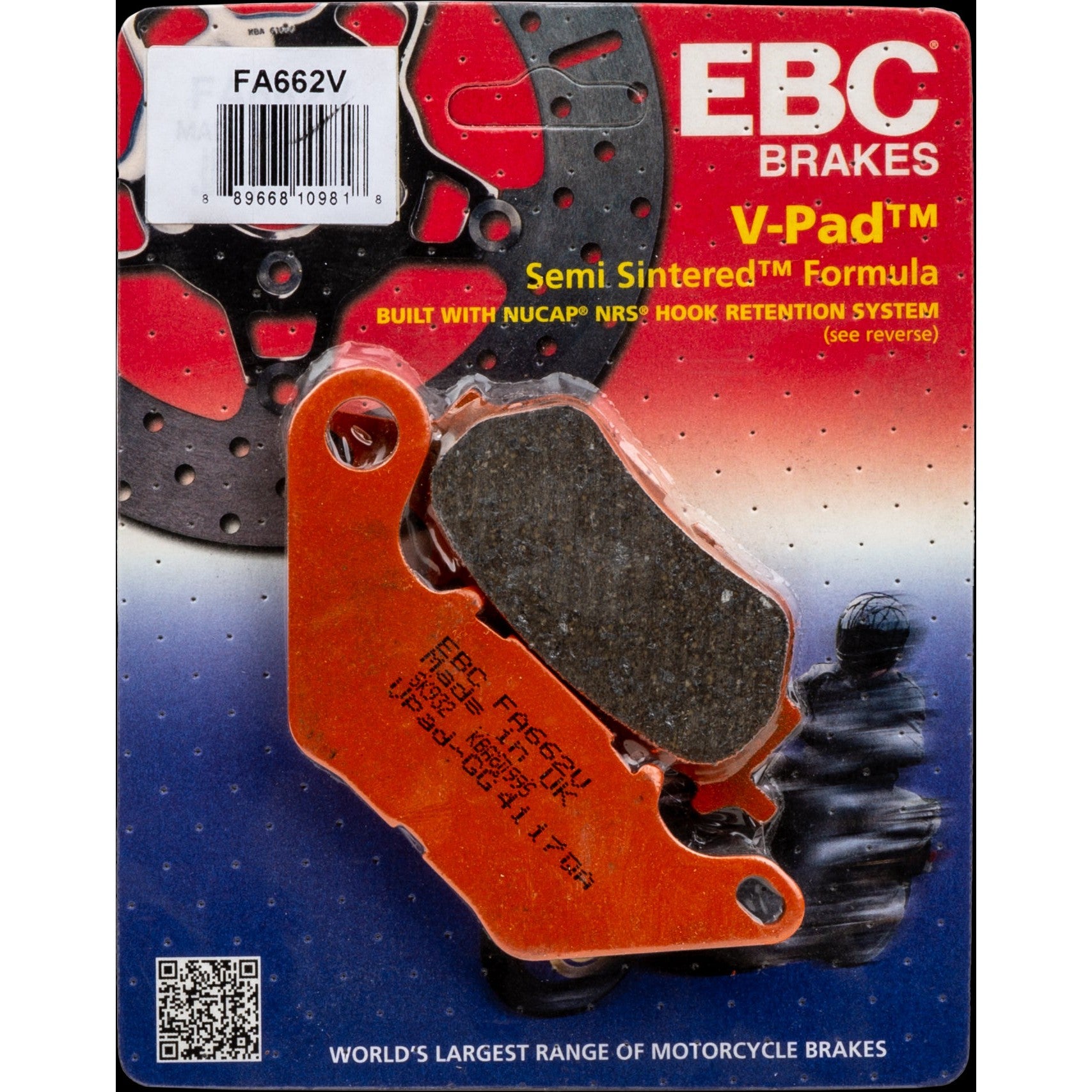 EBC 1 Pair V-Pad Semi-Sintered Touring Brake Pads MPN FA662V