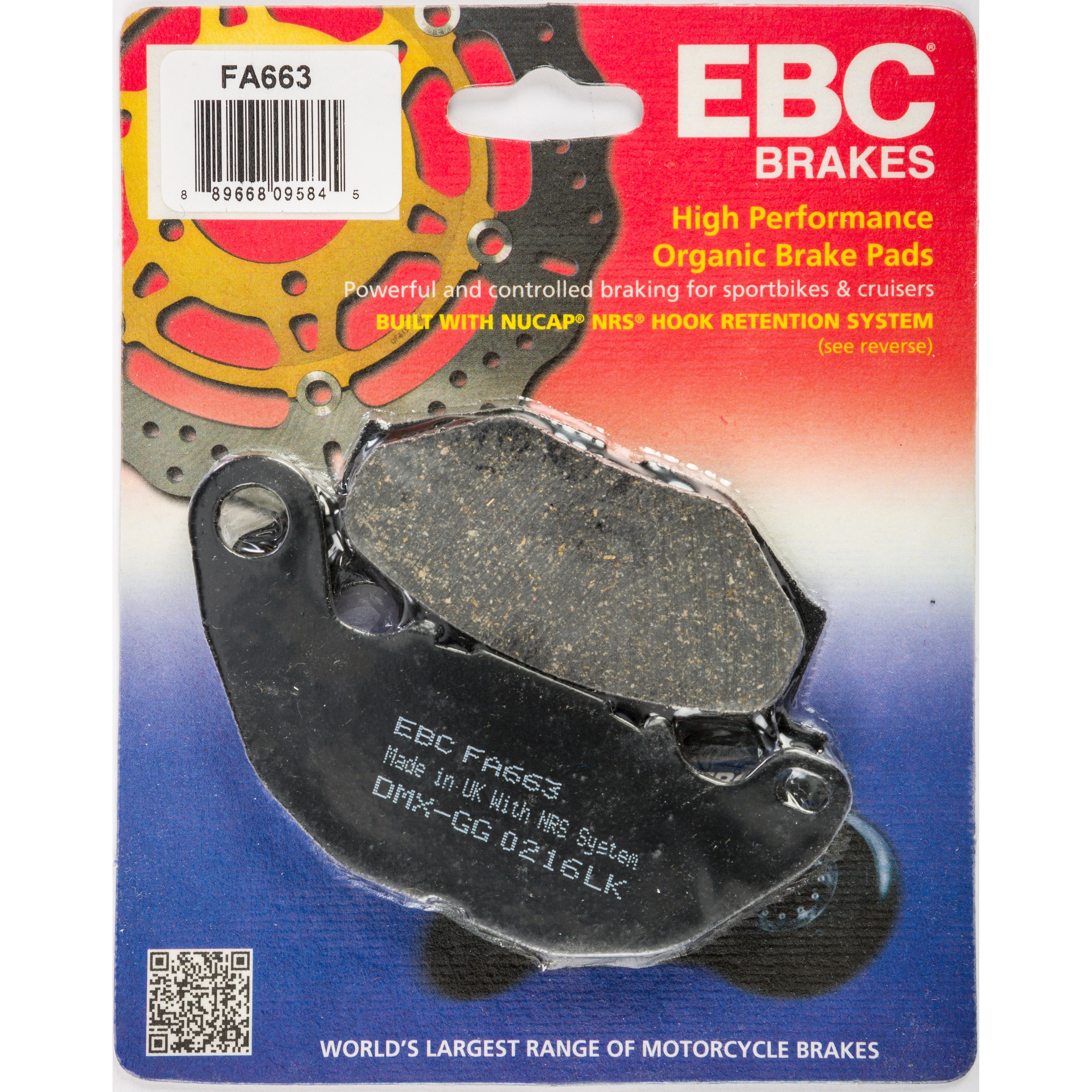EBC 1 Pair Premium SFA Organic OE Replacement Brake Pads MPN FA663