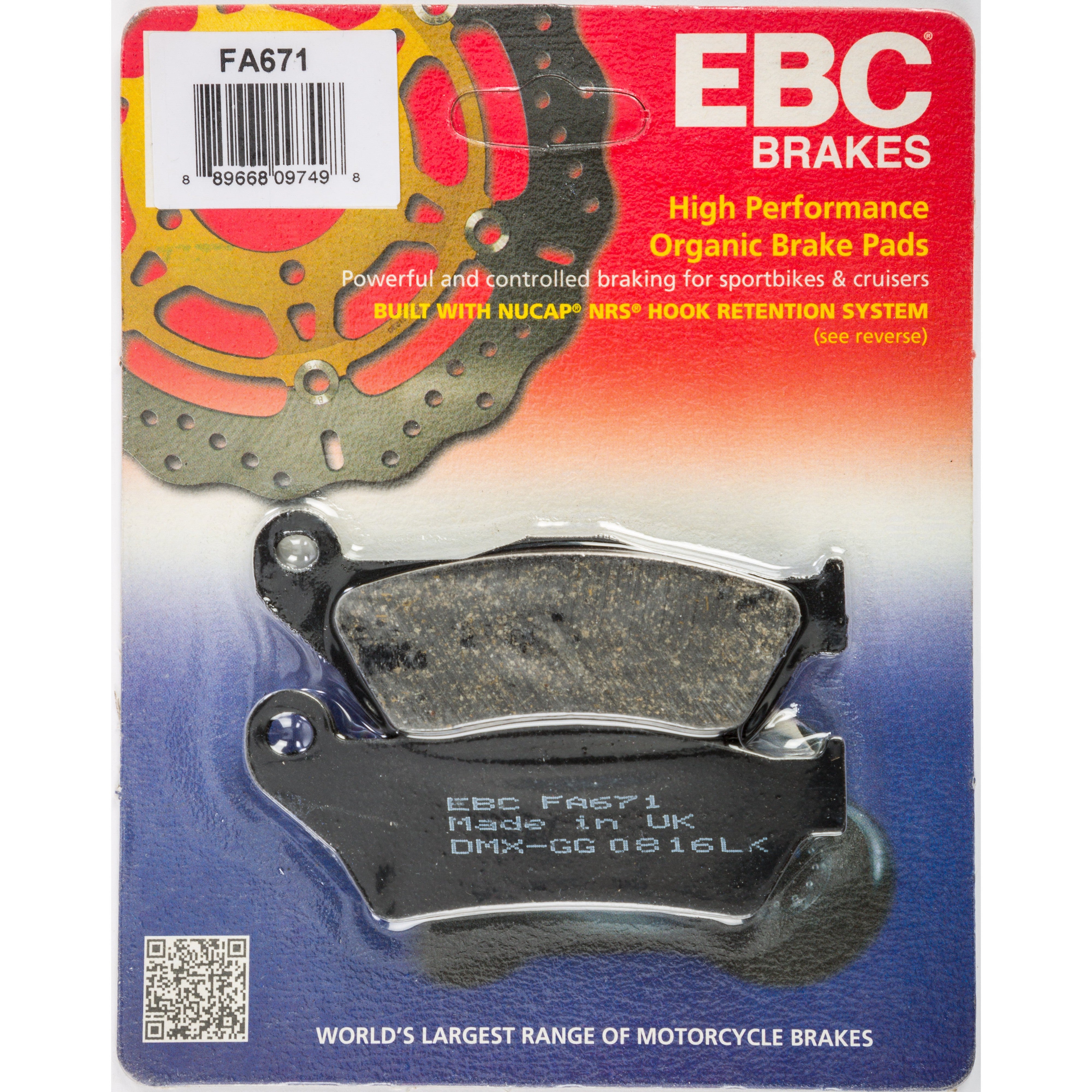 EBC 1 Pair FA Series Organic Replacement Brake Pads MPN FA671