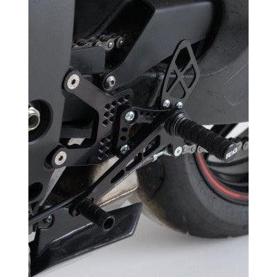 R&G Racing Black Adjustable Rearsets For 2007-2008 Kawasaki Ninja ZX6R ZX600P