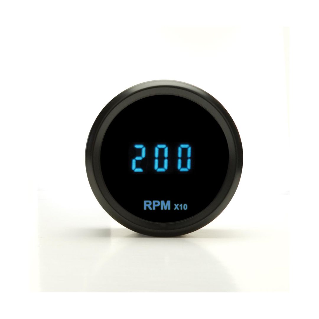 Round Mini tachometer, 2-1/16", black, blue