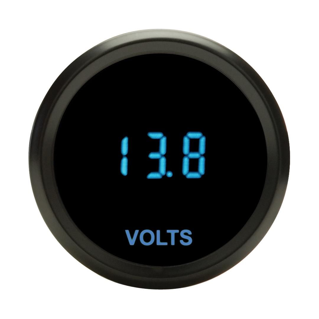 Round Voltmeter 8-17.0 volts, 2-1/16", black, blue