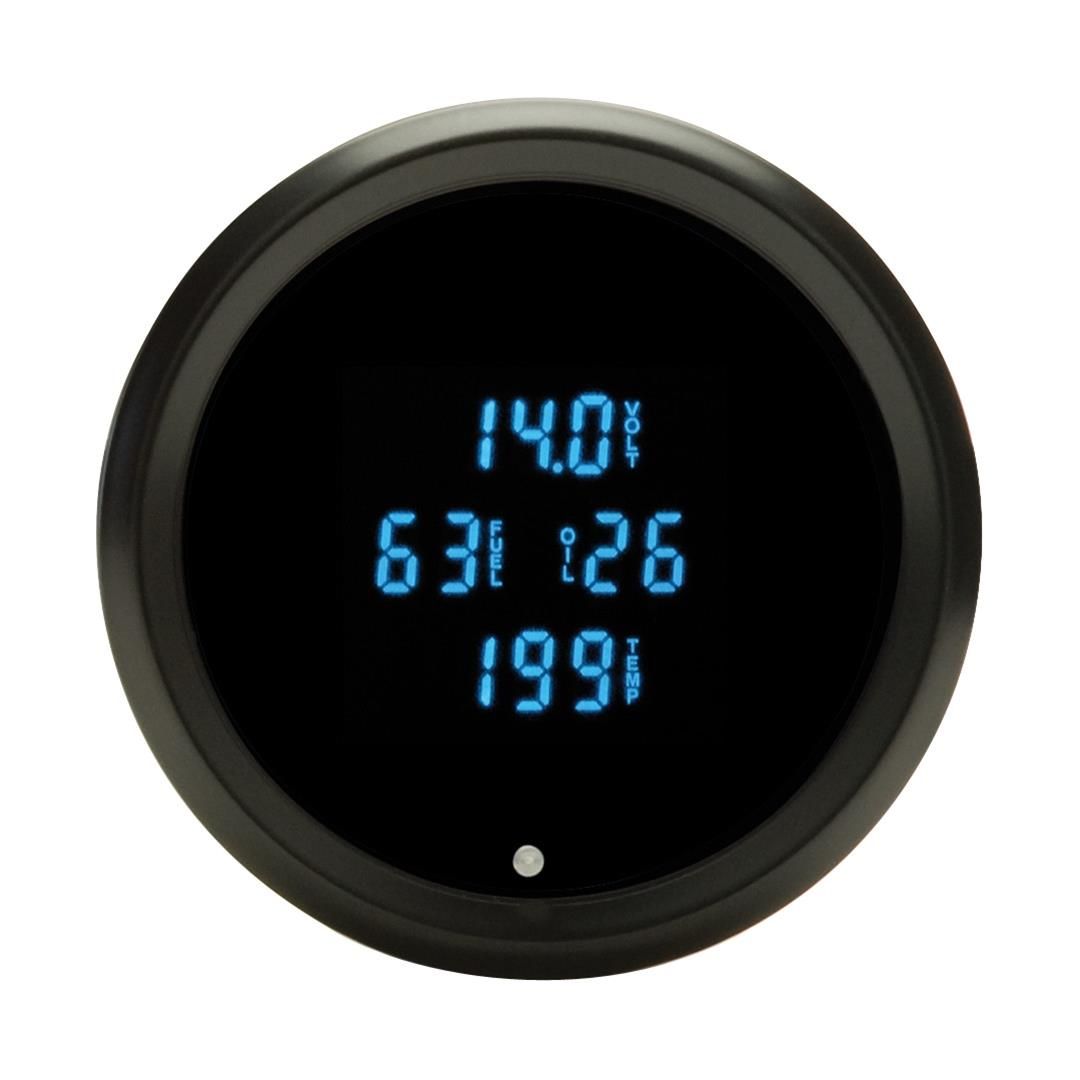 Round Quad Gauge, 3 3/8", black, blue