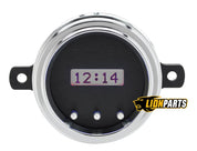 1949-50 Ford Car Digital Clock,Black Alloy Style Face, White Display