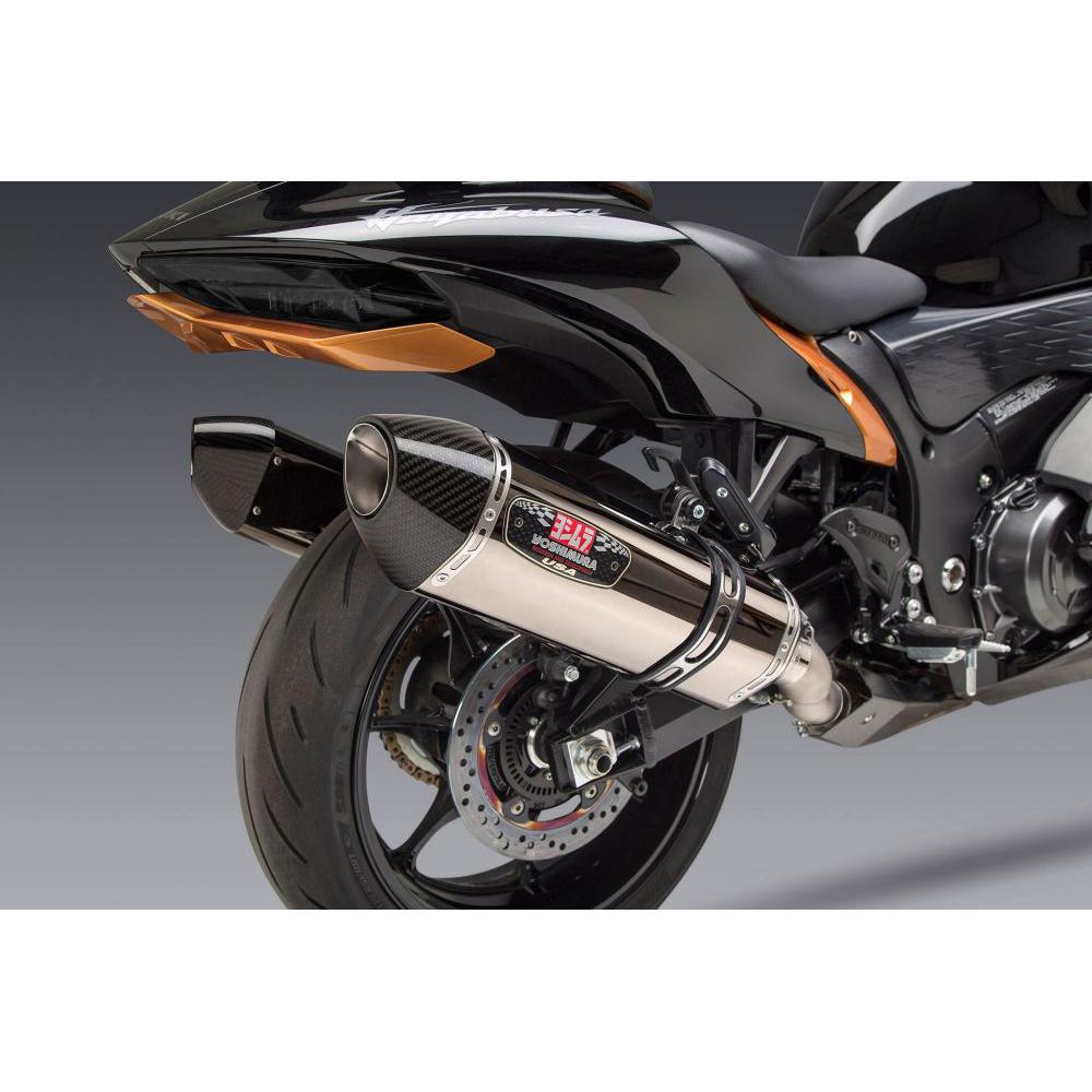 Yoshimura R-77 Stainless Race Slip-On Exhaust with Carbon Fiber End Cap For Suzuki Hayabusa GSX1300R 2022