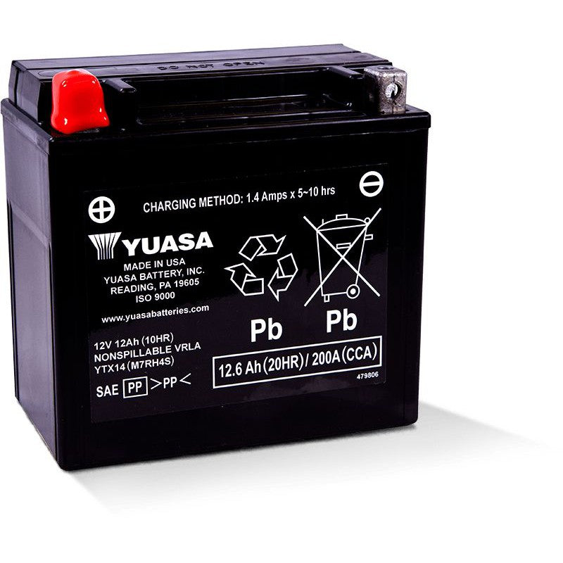 Yuasa Maintenance Free YTX14 12 Volt Battery YUAM7RH4S