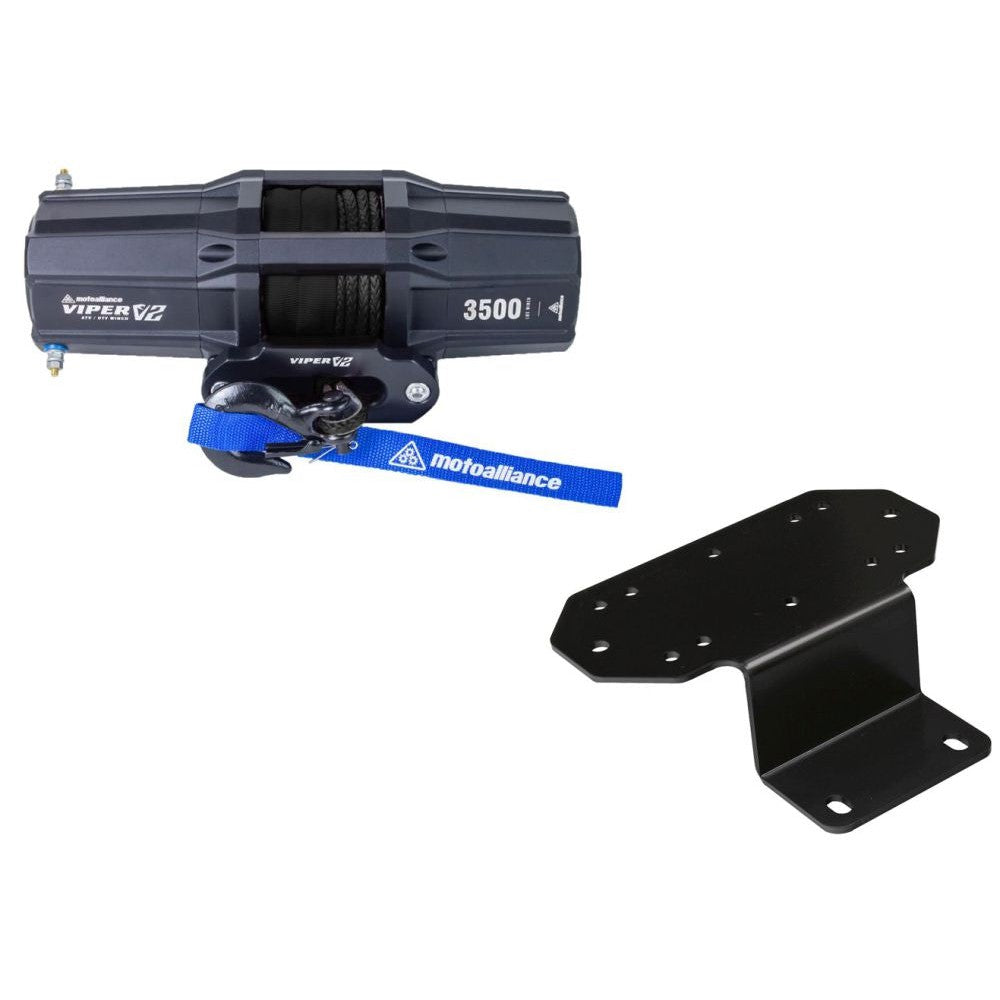 Viper V2 UTV Winch Kit 3500 lb Standard Spool With 40 Feet Black Synthetic Rope With Mount For Yamaha Rhino 450/660/700 2006-2011