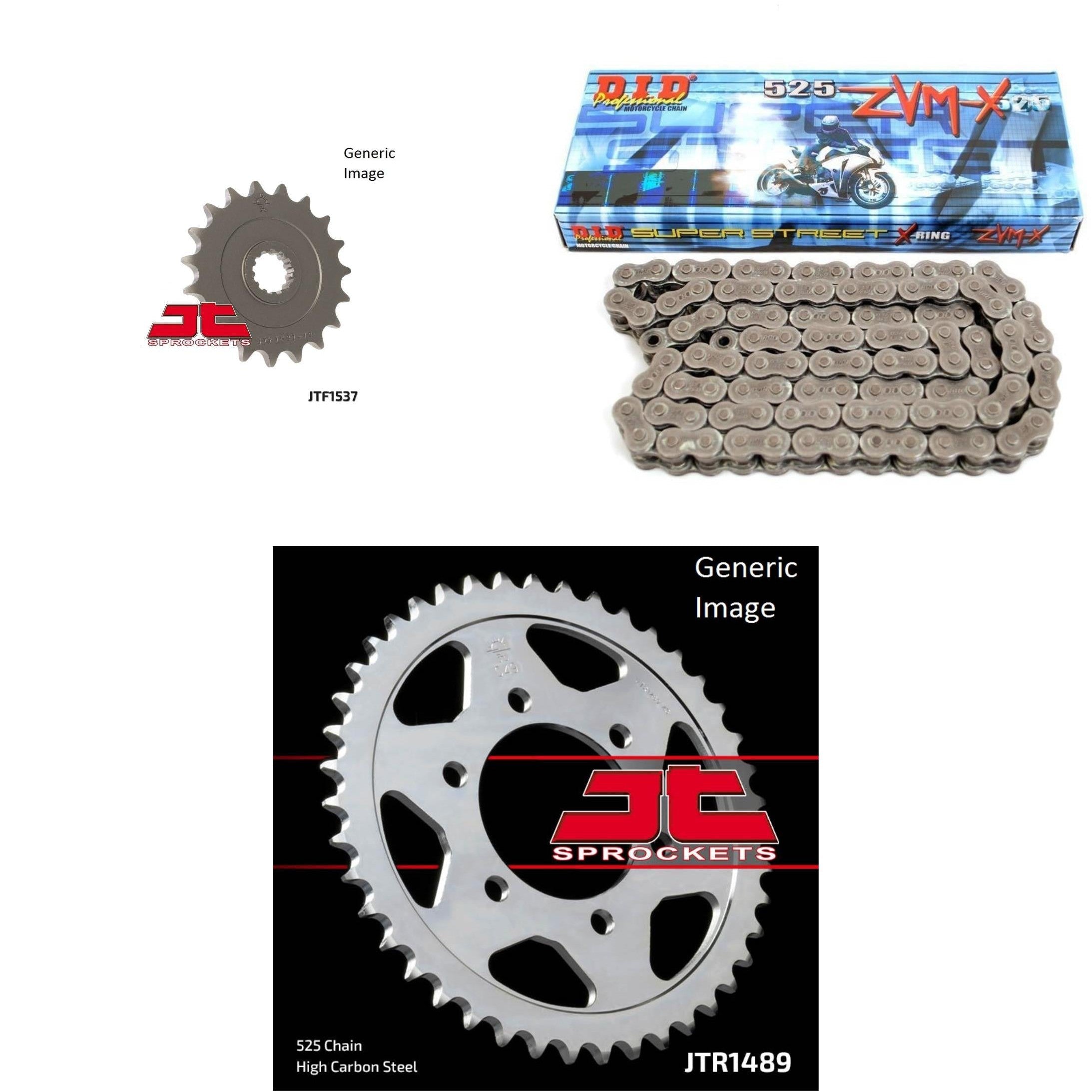 525ZVM-X Nickel, Front & Rear Sprocket Kit KAWASAKI ZX900 F1/F2 ZX-9R 2002-2003