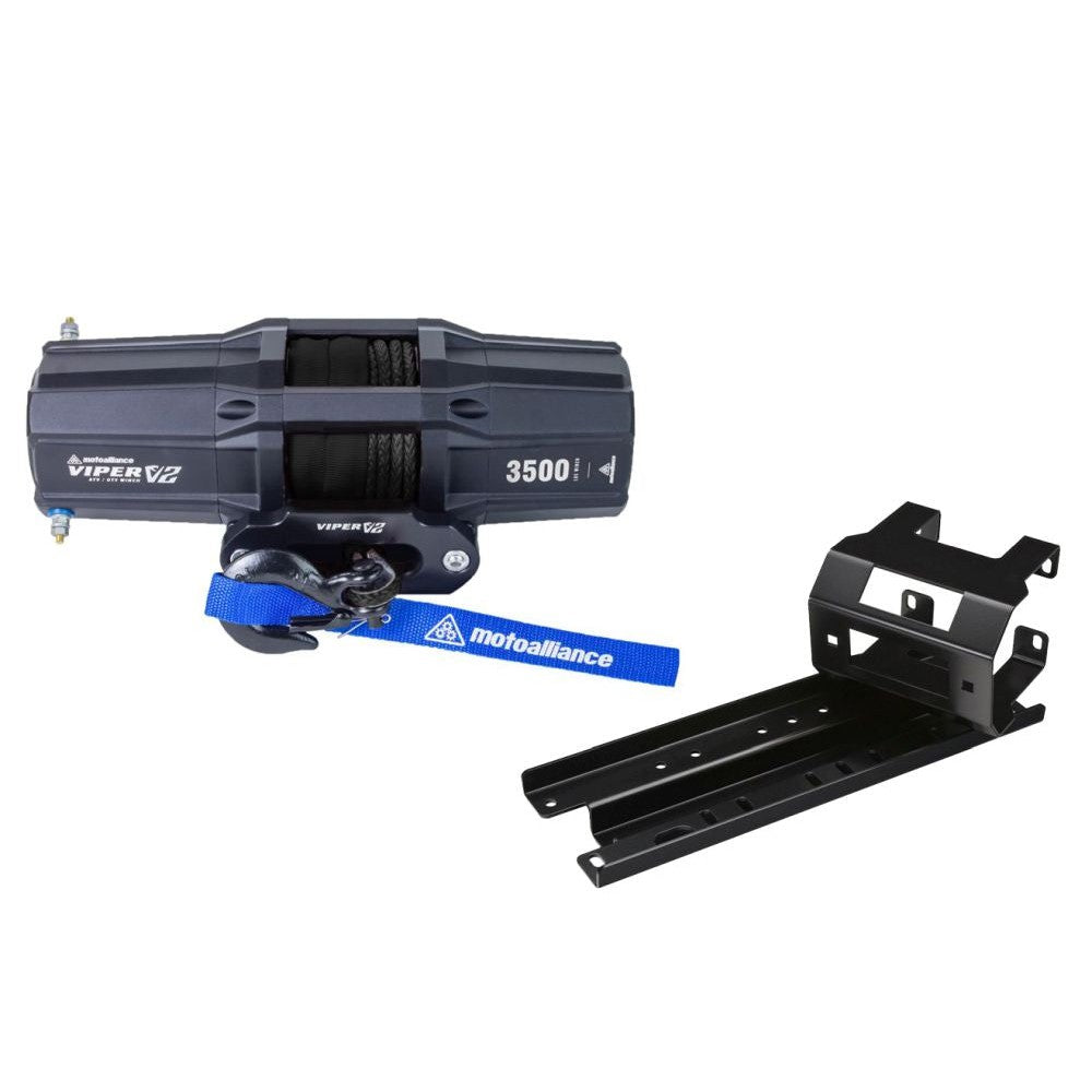 Viper V2 ATV Winch Kit 3500 lb Standard Spool With 40 Feet Black Synthetic Rope With Mount For Polaris Sportsman Models 2005