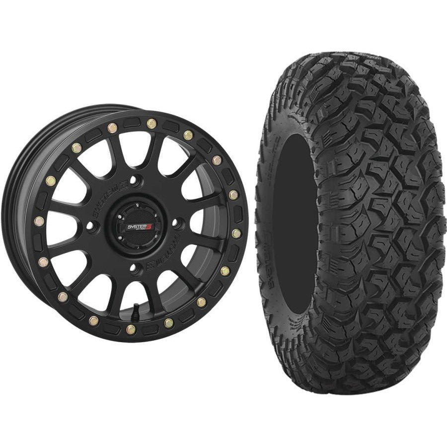 Set of 2 Mounted Wheel and Tire Kit Wheel: 15x7 5+2 4/156 Tire: 32x10-15 8 Ply