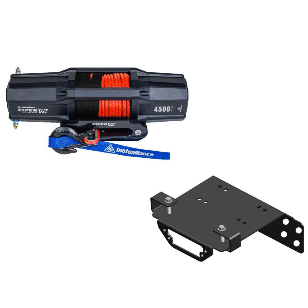 Viper V2 UTV Winch Kit 4500 lb Wide Spool With 60 Feet Orange Synthetic Rope With Mount For Kawasaki Teryx KRX 1000 2020-2021