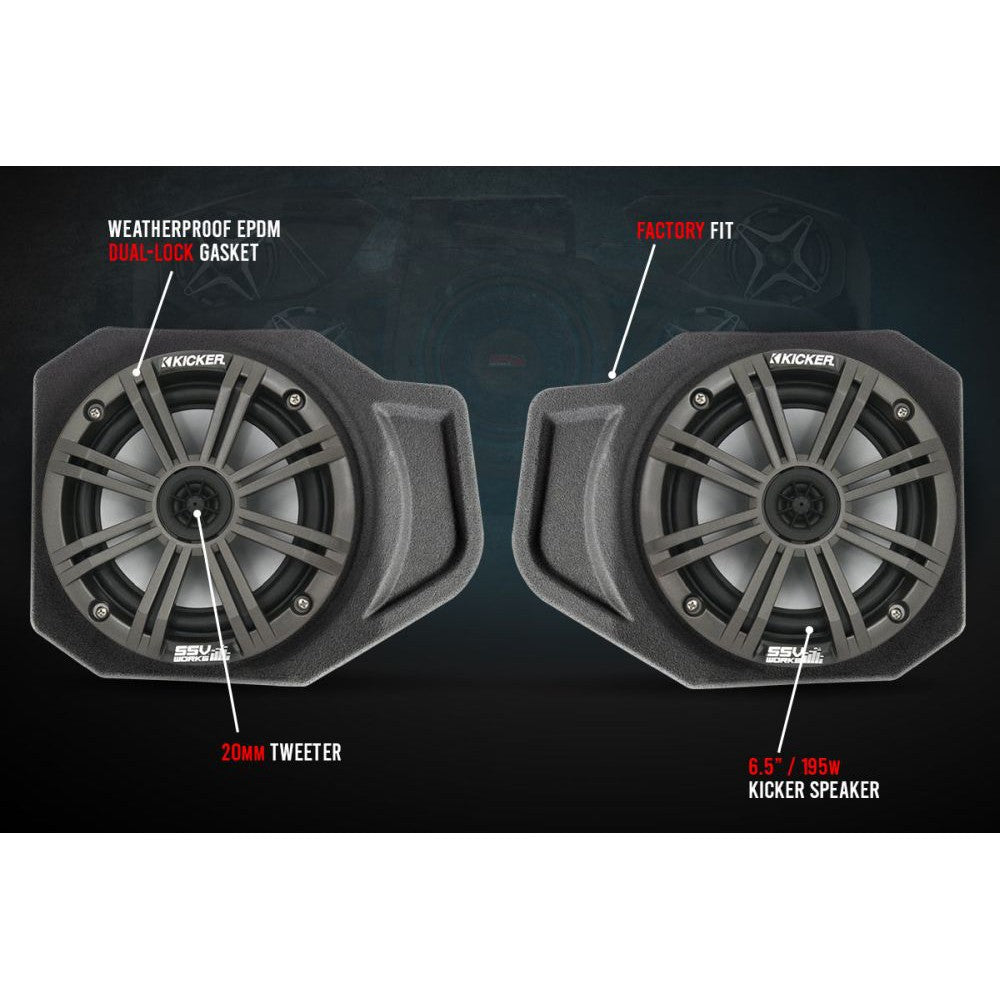 SSV Works 6.5" Front Unloaded Speaker Pods For Polaris Ranger XP 1000 2018-2022