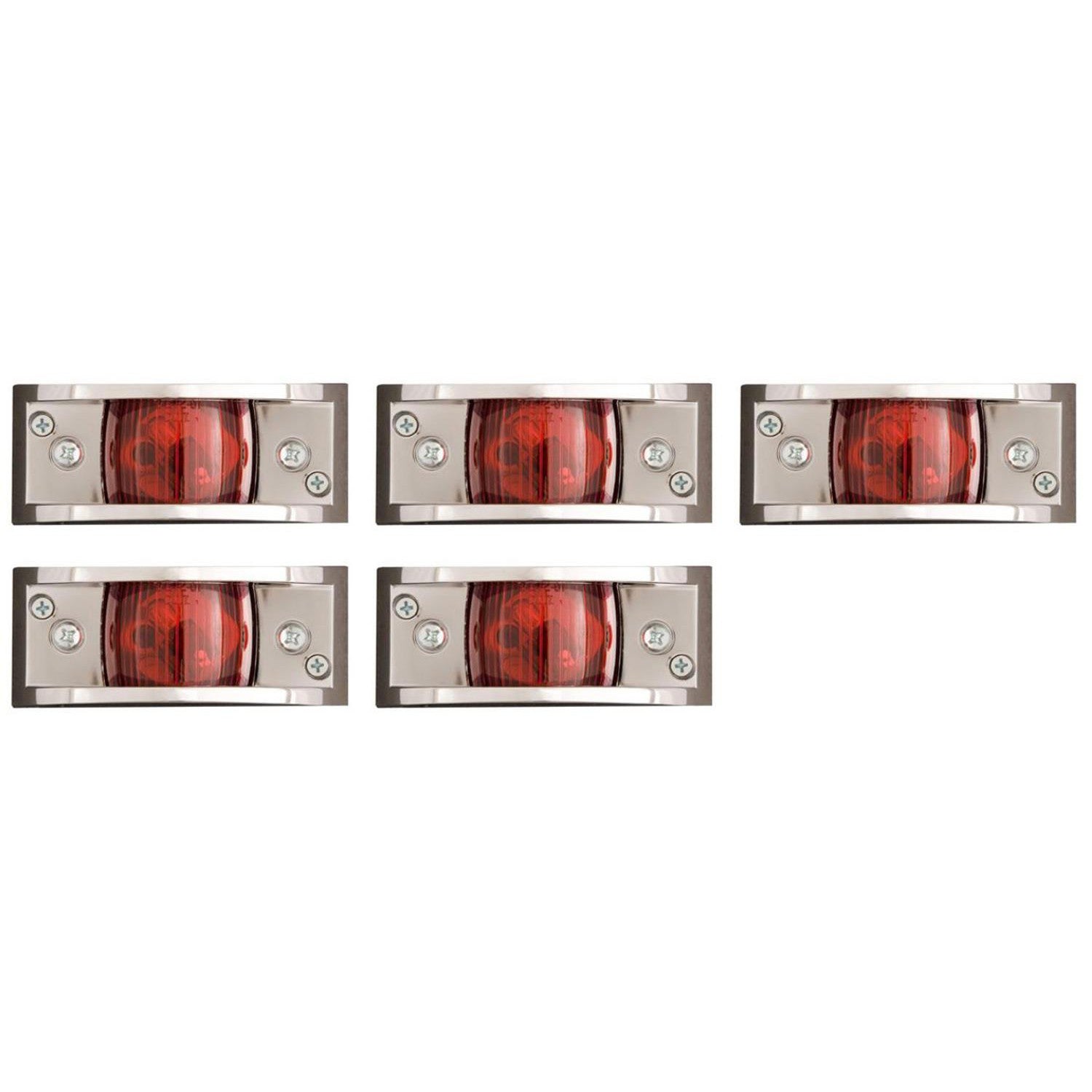 Set of 5 Chrome Plated Clearance Light Red