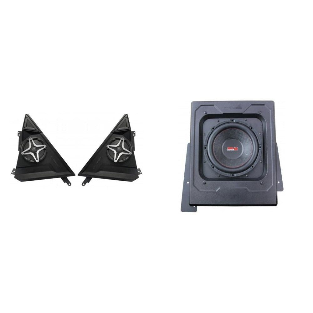 SSV Works Front 6.5" Speaker Pods With Behind Seat SSV Works Subwoofer Box For Polaris Slingshot 15-21