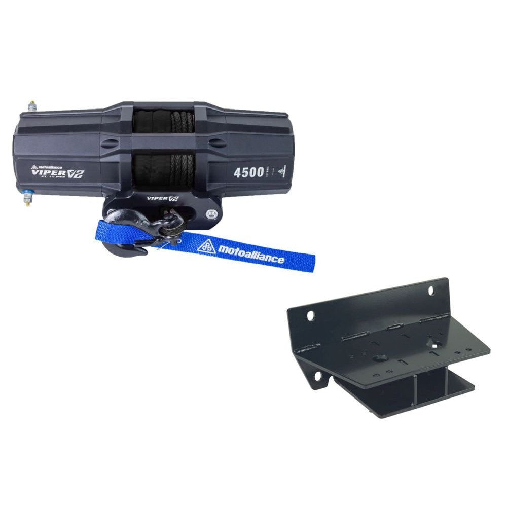 Viper V2 UTV Winch Kit 4500 lb Standard Spool With 40 Feet Black Synthetic Rope With Mount For John Deer Gator RSX 850i/XUV 550/590i 2013-2021