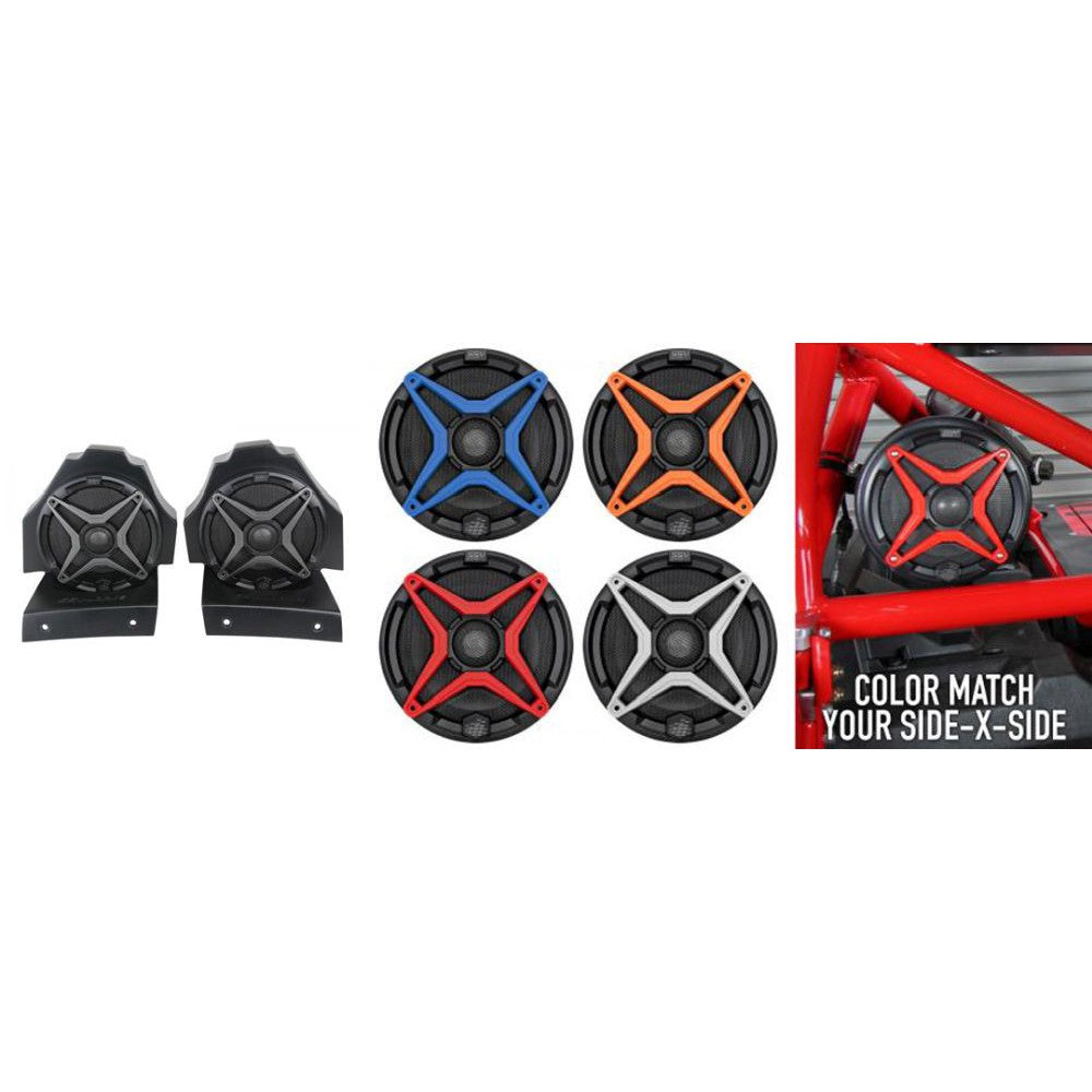SSV Works Rear Seat 6.5" Speaker Pods With Red Grilles For Polaris Slingshot 15-21