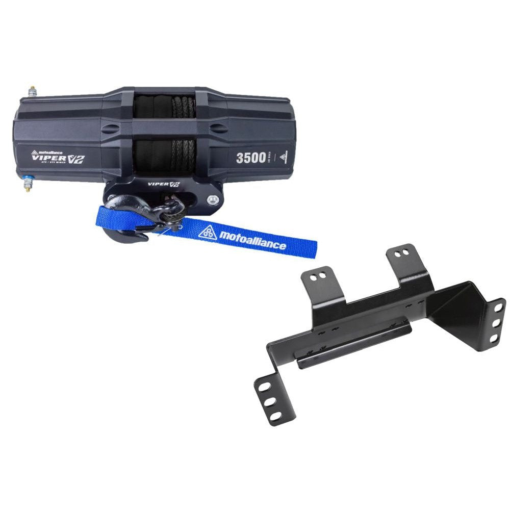 Viper V2 UTV Winch Kit 3500 lb Standard Spool With 40 Feet Black Synthetic Rope With Mount For Polaris Ranger Models 2010-2014