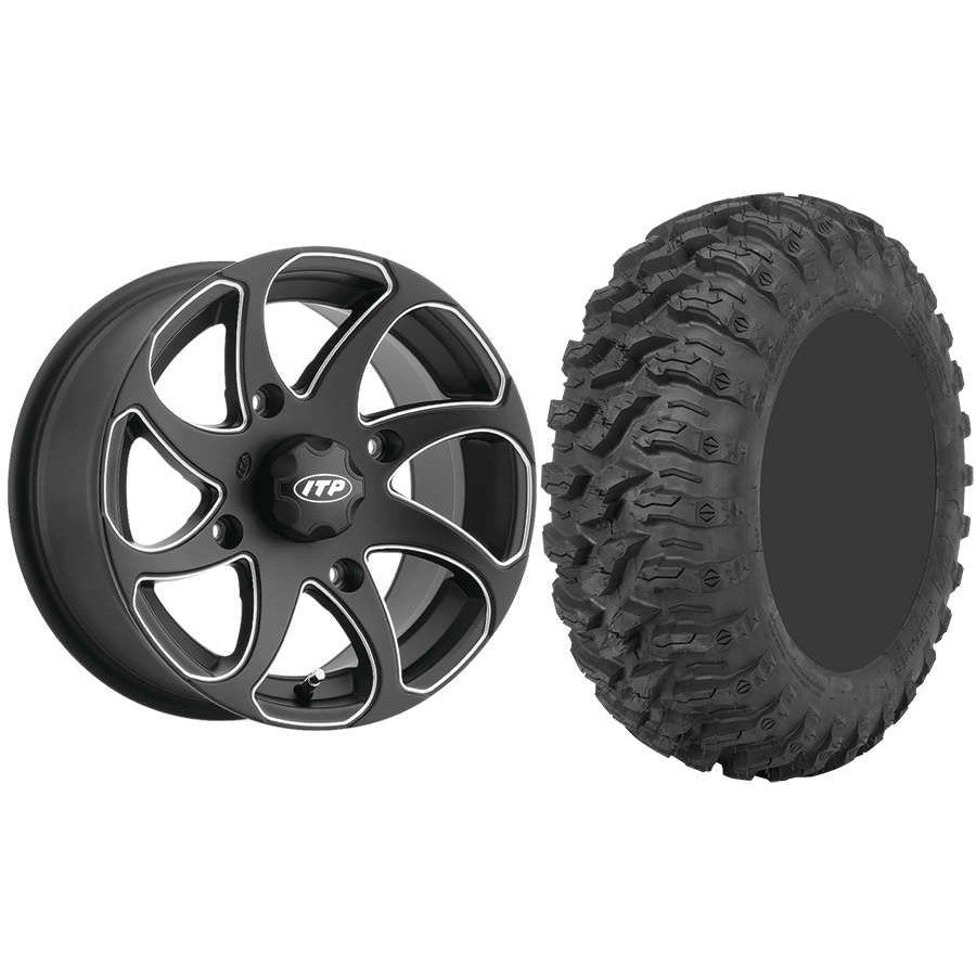 Set of 2 Mounted Wheel and Tire Kit Wheel: 14x7 5+2 4/110 Tire: 26x11-14 8 Ply