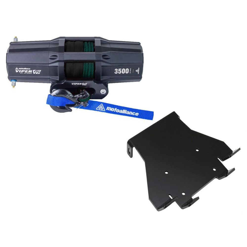 Viper V2 ATV Winch Kit 3500 lb Standard Spool With 40 Feet Green Synthetic Rope With Mount For Honda Foreman Rubicon 400/500 2007-2011