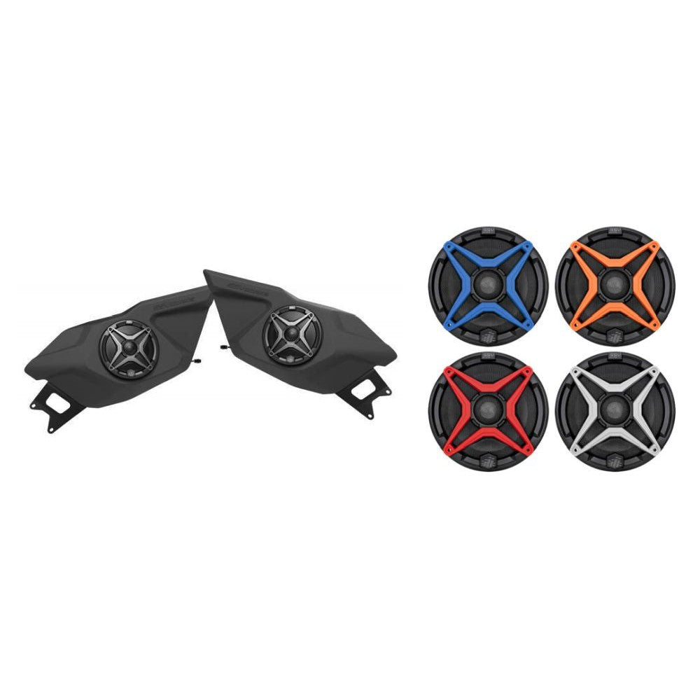 SSV Works Front 6.5" Speaker Pods With Orange Grills For Polaris RZR Pro XP 20-22