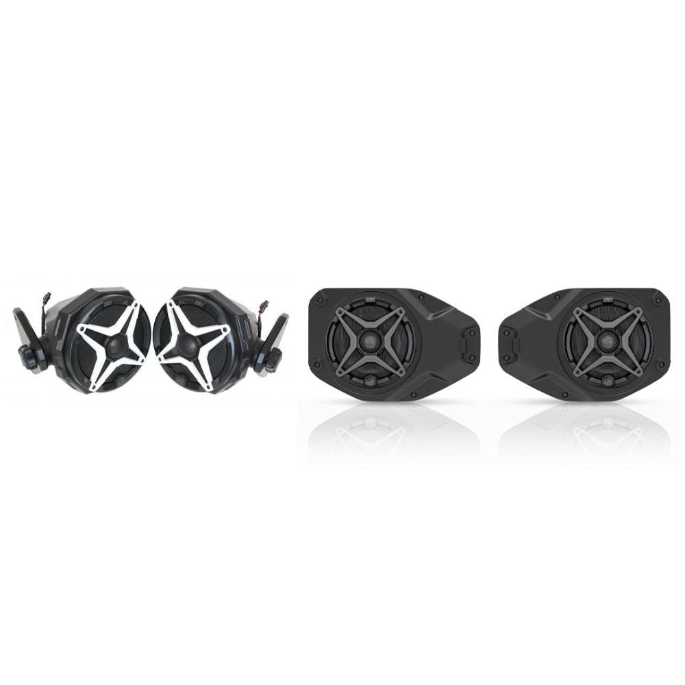 SSV Works Cage Mounted 6.5" SSV Speaker Pods W/ Overhead Unloaded 6.5" Speaker Adapters For Jeep Wrangler JL 18-22