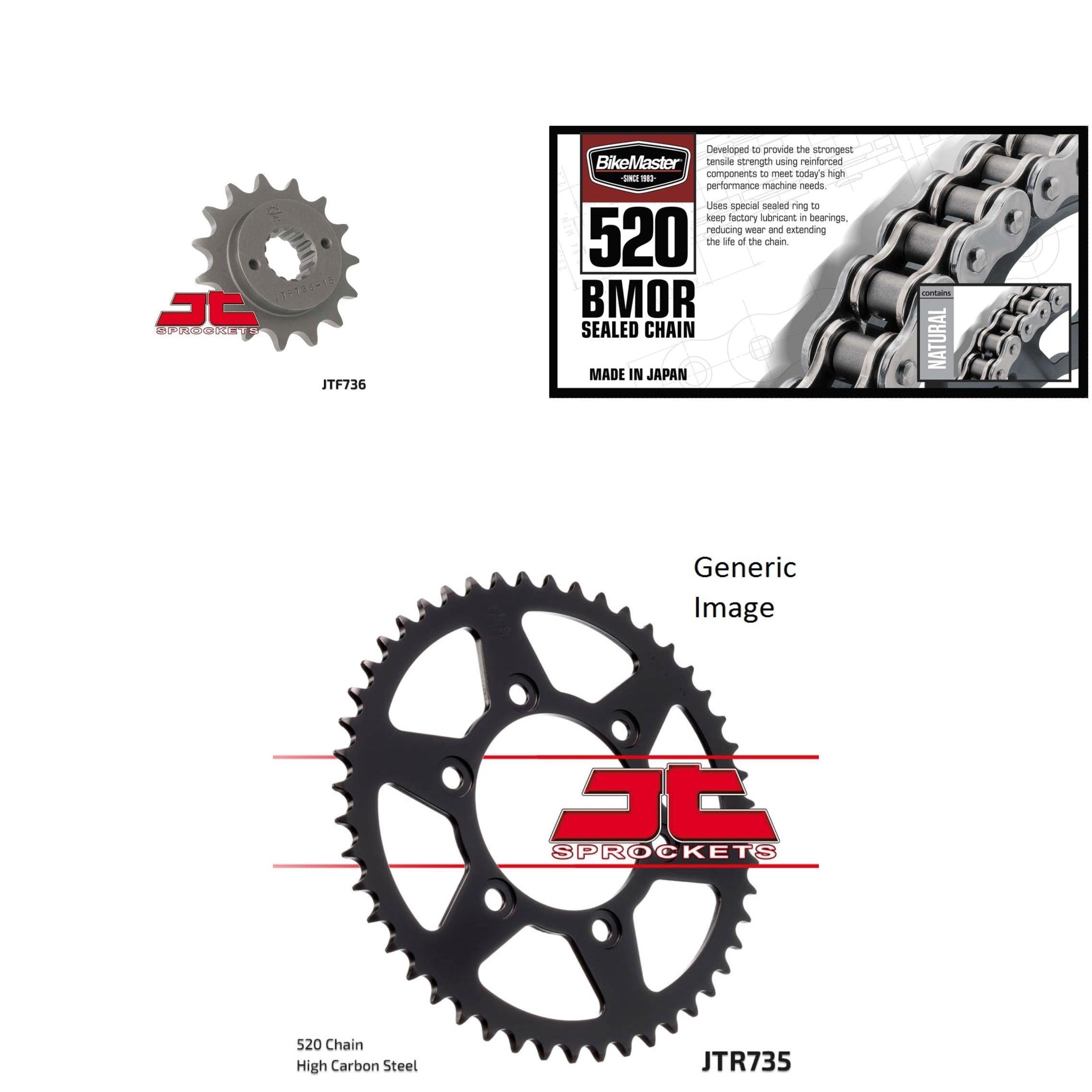 520 BMOR Chain Nat,Front & Rear Sprocket Kit DUCATI 620 Monster Dark 2004-2006