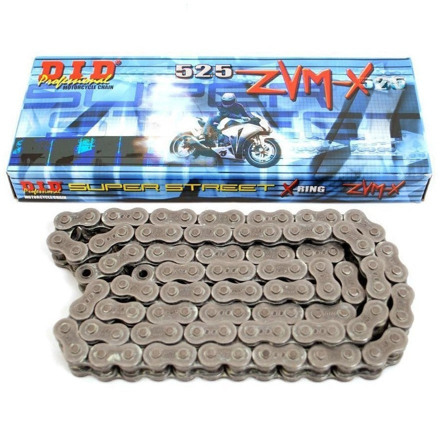 DID 525ZVM-X Super Street Series Chain 120 Links Nickel for Street Motorcycle