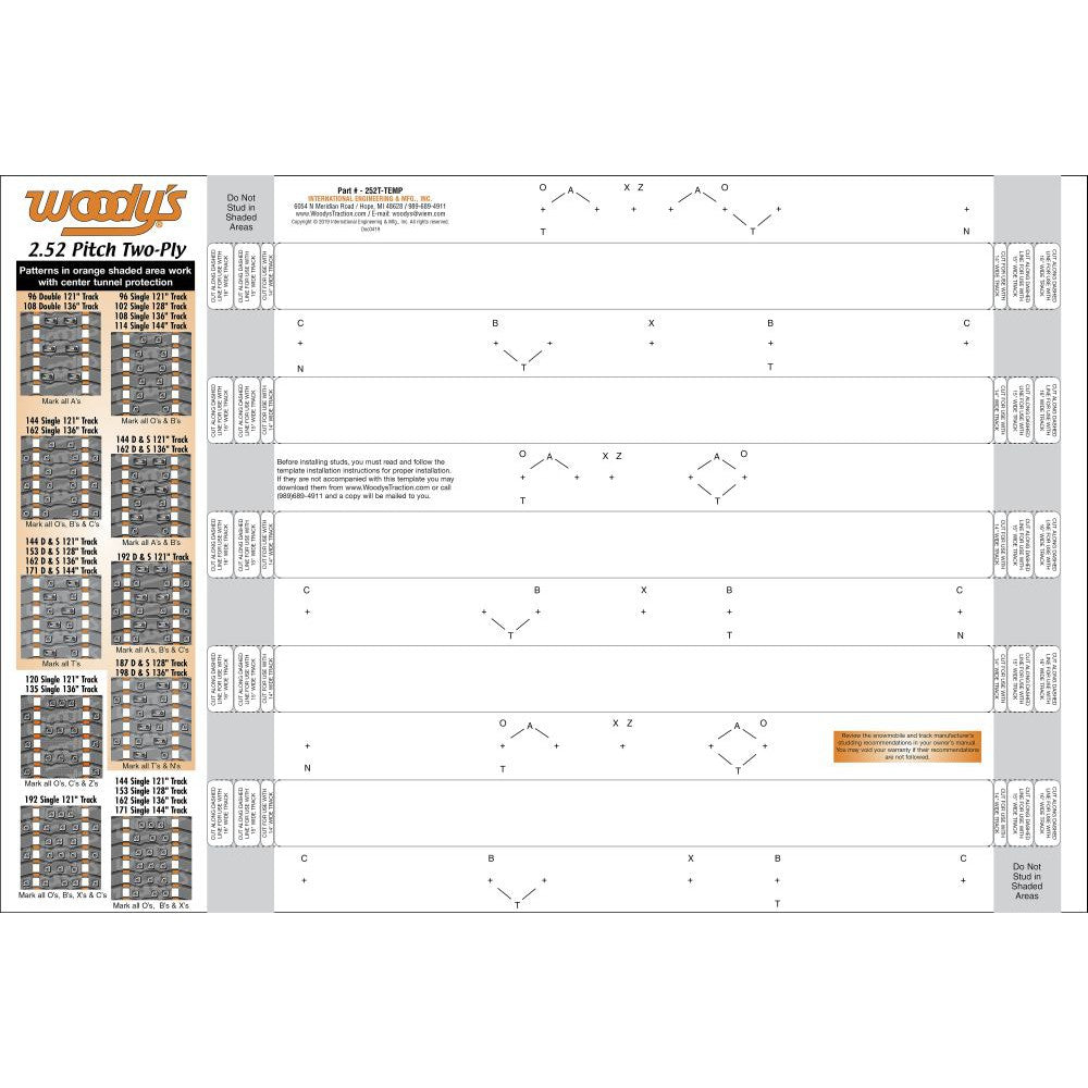Woodys 2.52" Pitch 2-Ply Stud Template - 252T-TEMP