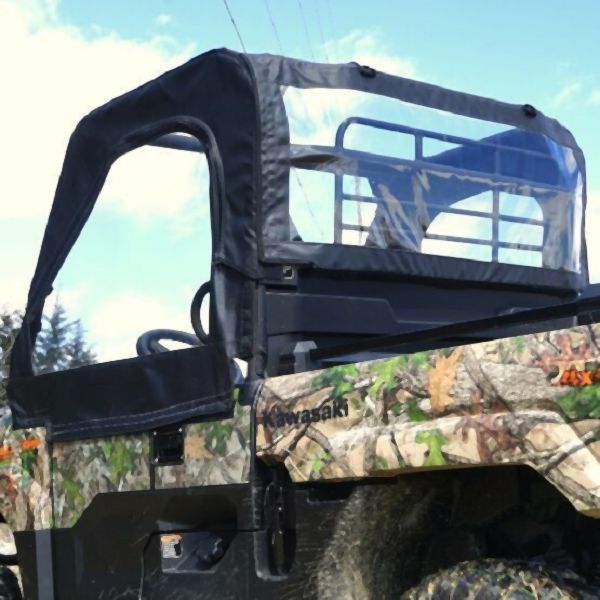 Falcon Ridge Black Canvas Soft Roll-Away Doors And Cold Rated Rear Window With Zipper For Kawasaki Mule 2019-2023