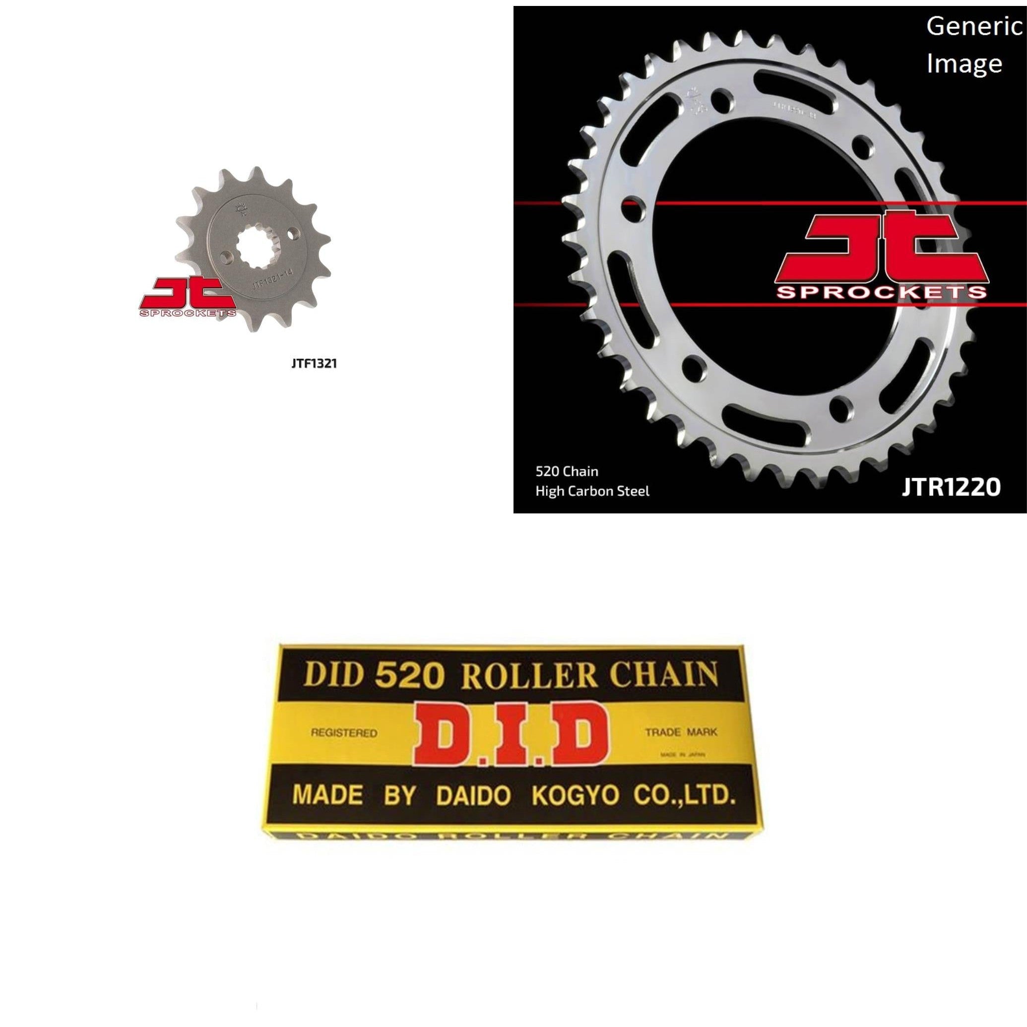 520 Chain Natural, Front & Rear Sprocket Kit for Street HONDA CBR250R 2011-2013