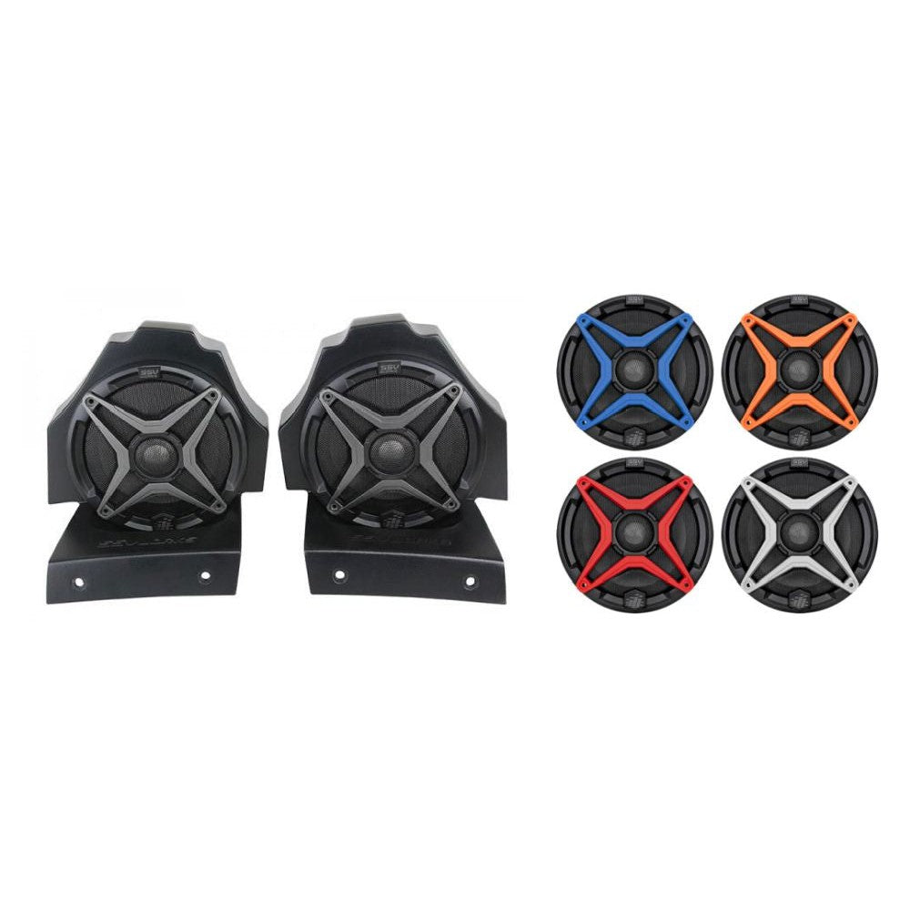 SSV Works Rear Seat 6.5" Speaker Pods With Orange Grills For Polaris Slingshot 15-21