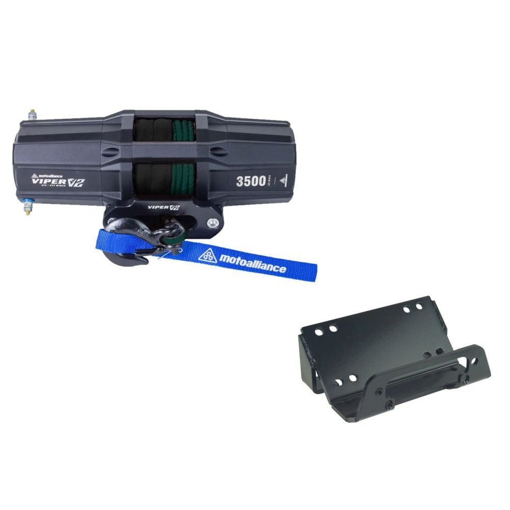 Viper V2 UTV Winch Kit 3500 lb Standard Spool With 40 Feet Green Synthetic Rope With Mount For Kawasaki Teryx/Teryx4 750 2014-2020