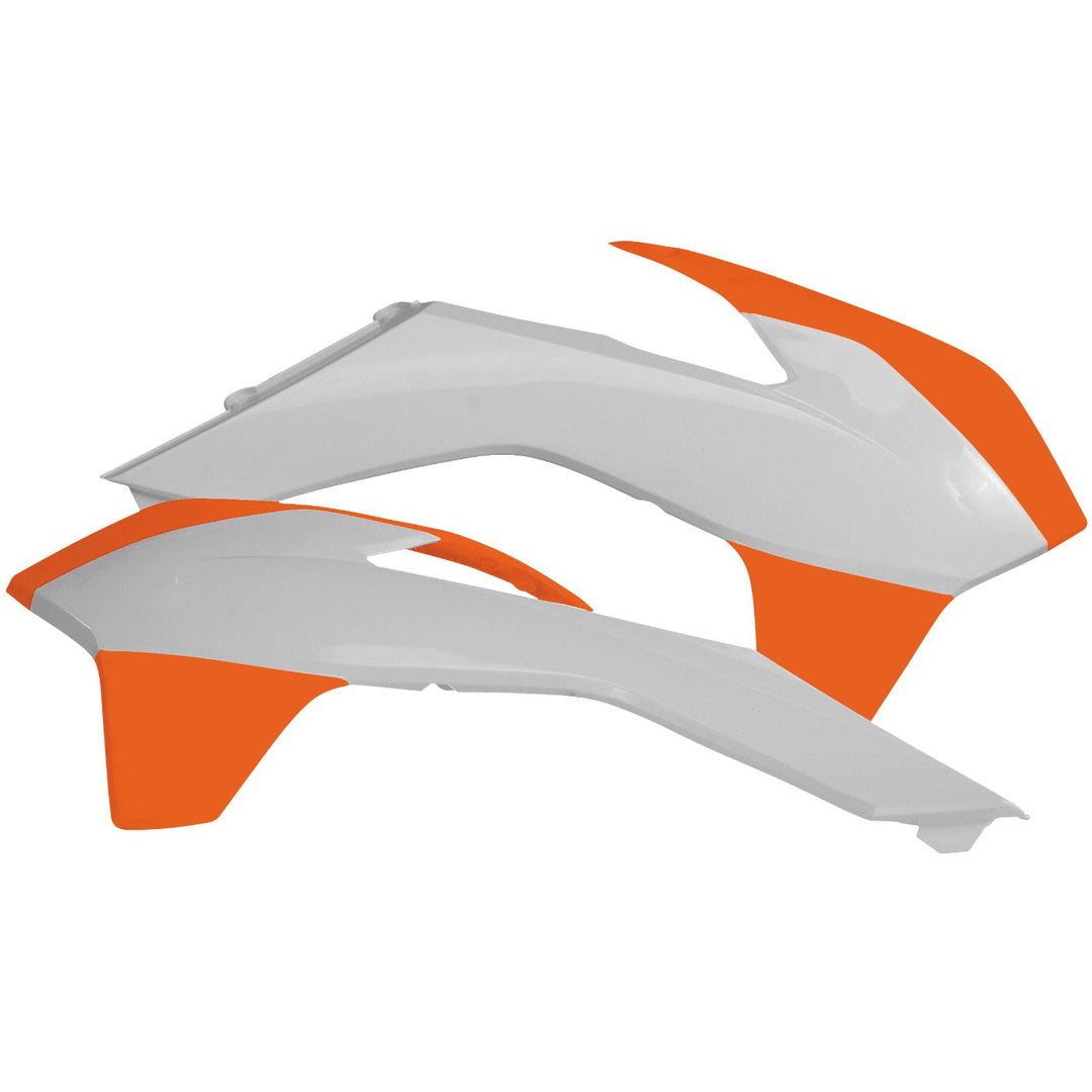 Acerbis White/Orange Radiator Shrouds for KTM - 2314251088