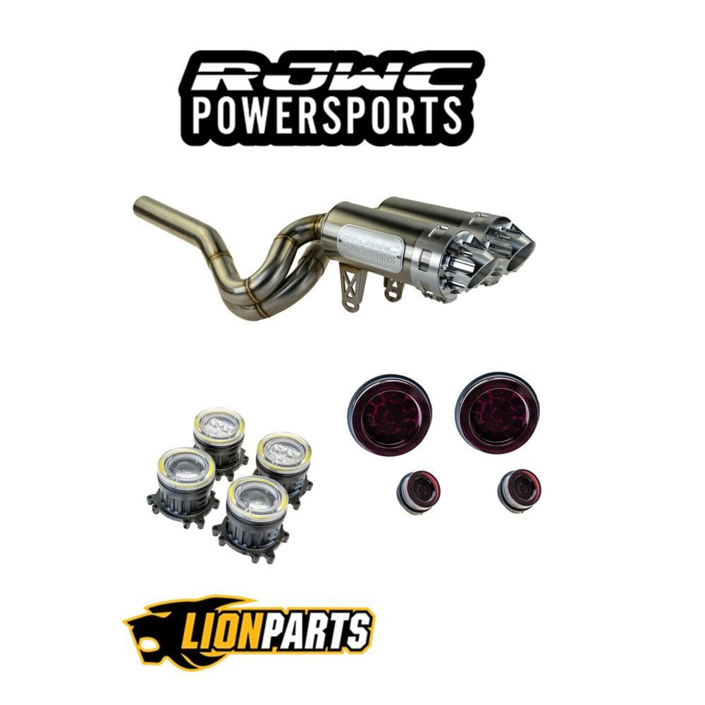 RJWC Mud Edition Dual Slip On Exhaust With Front/Rear Lights For Can Am Renegade XMR