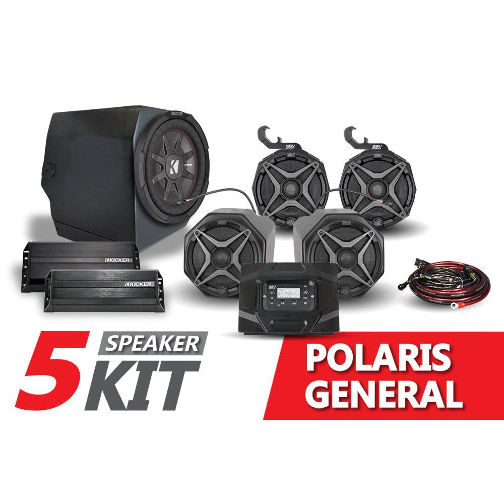 SSV Works Complete 5-Speaker Plug-And-Play System For Polaris General 1000 EPS 2016-2022
