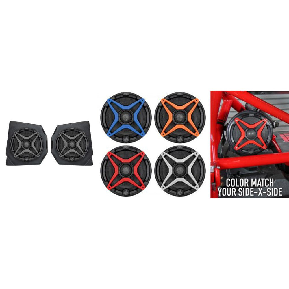 SSV Works Front 6.5" Speaker Pods With Red Grilles For Can-Am Defender HD10 18-22